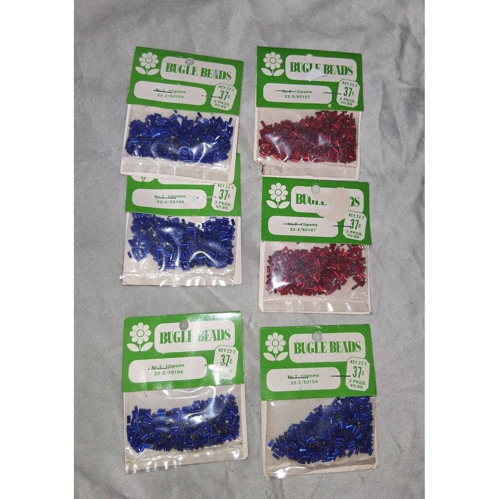 Vintage Made in Japan Bugle Beads Lot Mid Century Craft Supplies NOS